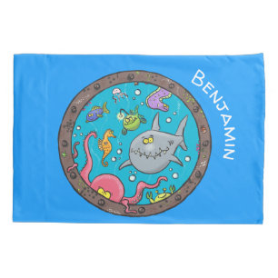 Sonnenseebewohner unter Wasser Cartoon 2 Kissenbezug