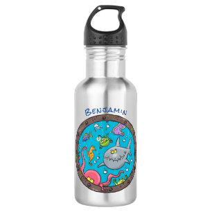 Sonnenseebewohner unter Wasser zeichnend Cartoon Edelstahlflasche