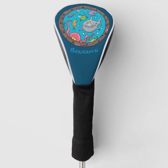 Sonnenseebewohner unter Wasser zeichnend Cartoon Golf Headcover (Vorderseite)