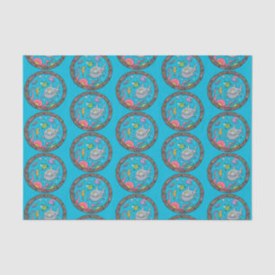 Sonnenseebewohner unter Wasser zeichnend Cartoon Seidenpapier