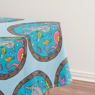Sonnenseebewohner unter Wasser zeichnend Cartoon Tischdecke