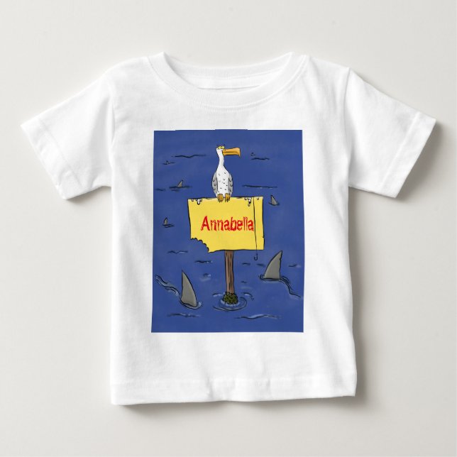 Sonnensevogel umkreist von Haifischen Cartoon Baby T-shirt (Vorderseite)