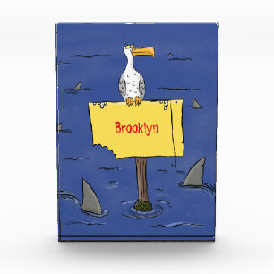 Sonnensevogel umkreist von Haifischen Cartoon Fotoblock