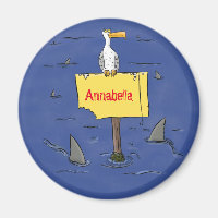 Sonnensevogel umkreist von Haifischen Cartoon