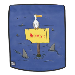 Sonnensevogel umkreist von Haifischen Cartoon Rucksack
