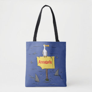 Sonnensevogel umkreist von Haifischen Cartoon Tasche