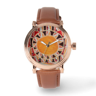 SONNENSOLARENERGIE/ Orange Gelb, Weiß, Schwarz Armbanduhr