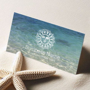 Sonnenspray Vintage Sun Spa Logo Tropischer Strand Visitenkarte