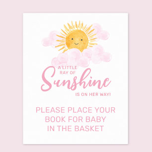 Sonnenstrahl-Baby-Party-Ordnungsbücher im Korb Poster