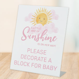 Sonnenstrahl-Baby-Shower Dekorieren Sie einen Bloc Sockelschild