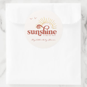 Sonnenstrahl   Boho-Babybauchparty   Runder Aufkleber