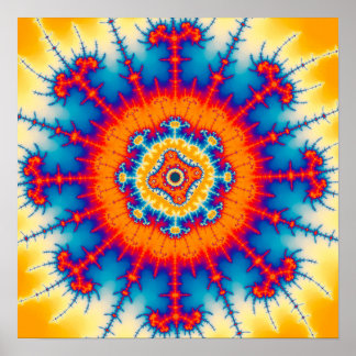 Sonnenstrahl-Fraktal-Mandala-Abstrakt-Starburst Poster