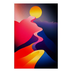 Sonnenstrahl - Lebhafter Abstrakter Berg Poster