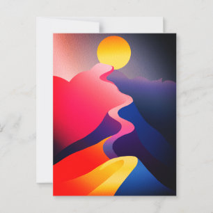 Sonnenstrahl - Lebhafter Abstrakter Berg Postkarte