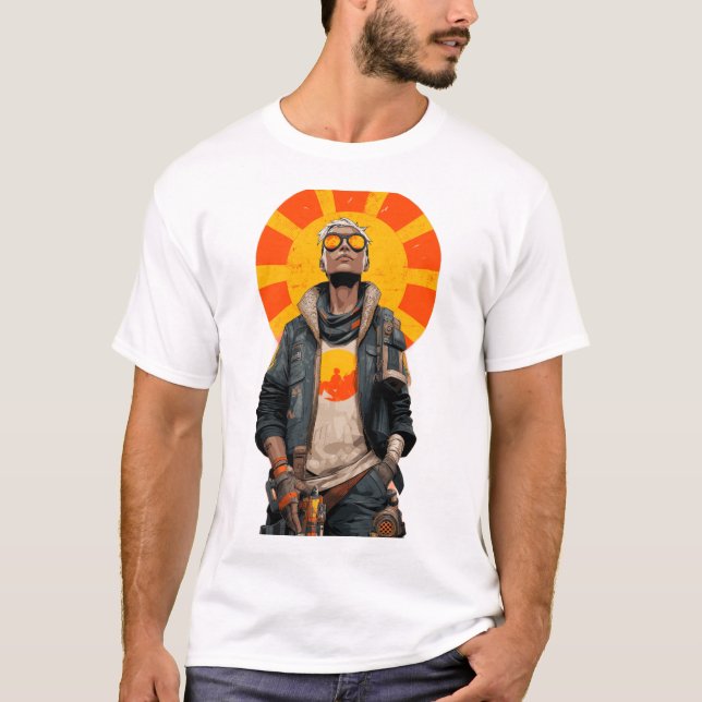 Sonnenstrahl-Scout – Postapokalyptisches Heldenpor T-Shirt (Vorderseite)