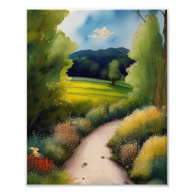 Sonnenstrahl-Waldweg Fotodruck (Vorne)