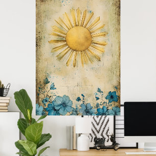 Sonnenstrahl-Wanddekoration. Poster