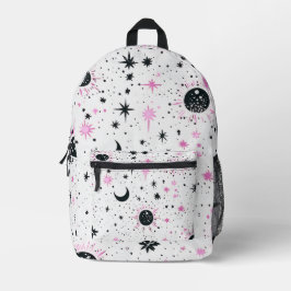 Sonnenstrahlen aus schwarzem und rosa Himmelskörpe Bedruckter Rucksack