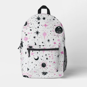 Sonnenstrahlen aus schwarzem und rosa Himmelskörpe Bedruckter Rucksack
