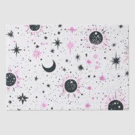 Sonnenstrahlen aus schwarzem und rosa Himmelskörpe Seidenpapier