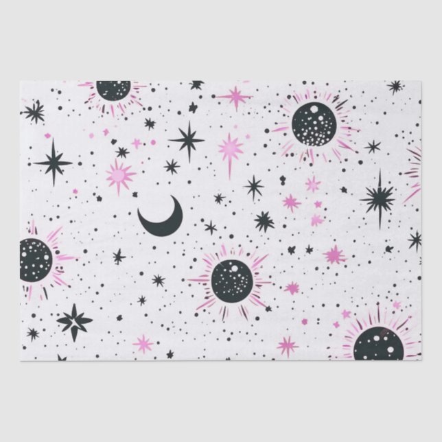Sonnenstrahlen aus schwarzem und rosa Himmelskörpe Seidenpapier (Vorderseite)