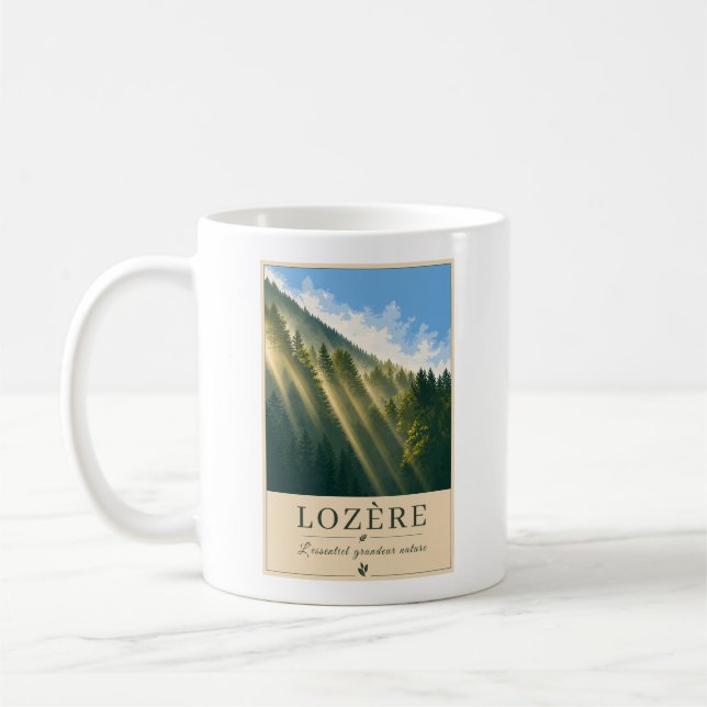 Sonnenstrahlen durch den Bergwald Kaffeetasse (Links)
