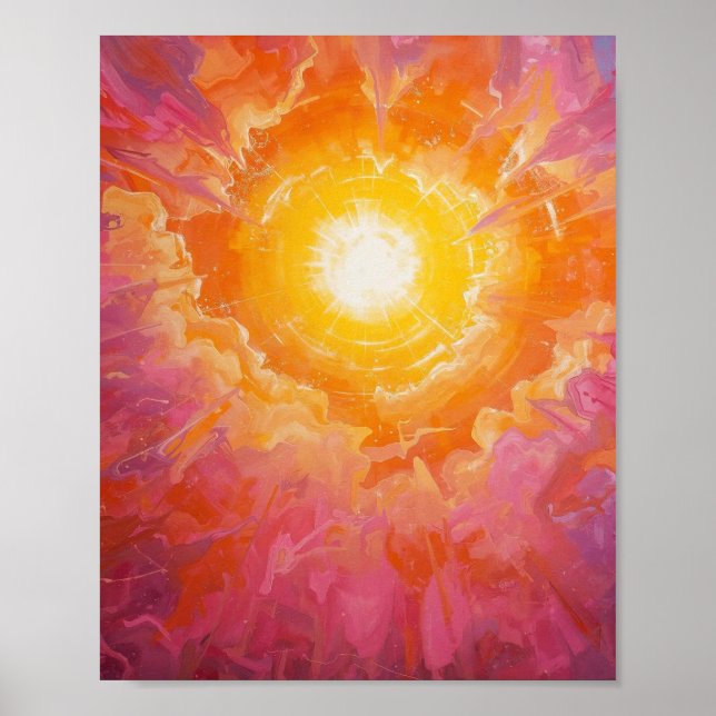 Sonnenstrahlen in der Umgebung wirbelnde Wolken Poster (Vorne)