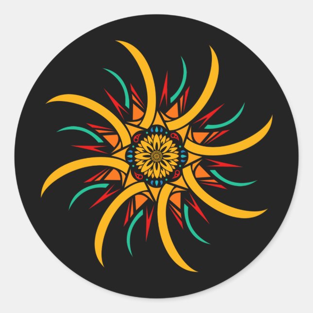 Sonnenstrahlen Runder Aufkleber (Vorderseite)