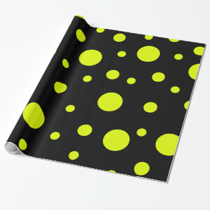 Sonnenstrahlen: Schwarzer und gelber Polka-Punkt Geschenkpapier