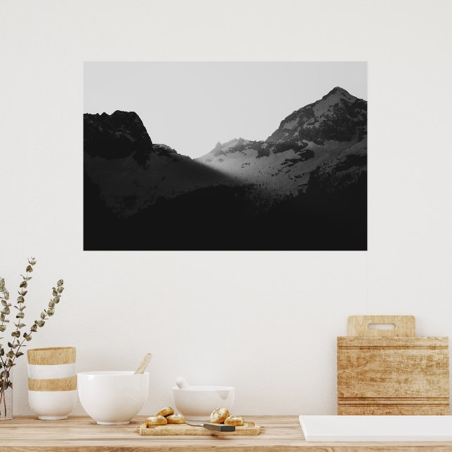 Sonnenstrahlen über den Bergen Poster (Küche)