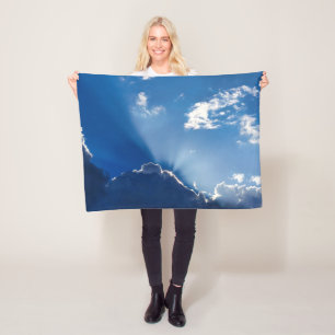 Sonnenstrahlen Wandkunst Blauer Himmel Minimalist Fleecedecke