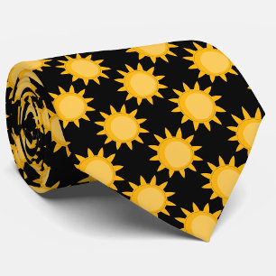 Sonnenstrahlung auf schwarzem Muster Krawatte