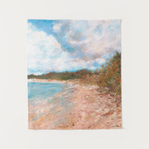 Sonnenstrand Blue Sky Puffy Wolken Malerei