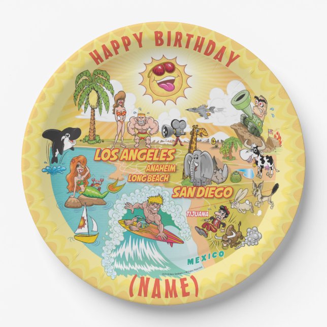 Sonnenstrand California Birthday Plate Pappteller (Vorderseite)
