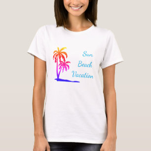 Sonnenstrand farbenfroher Palmen T - Shirt