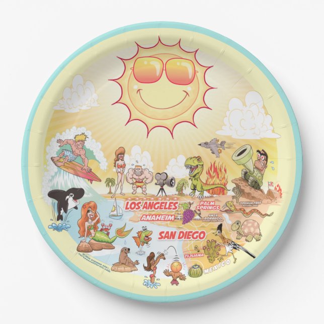 Sonnenstrand von Kalifornien Pappteller (Vorderseite)
