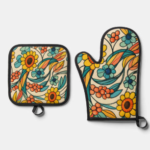 Sonnenstrom Blüte Ofenhandschuh & Topflappen-Set