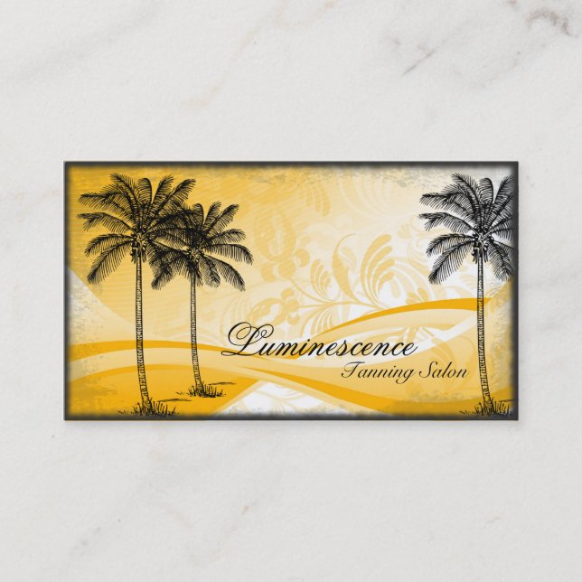 Sonnenstudio-Visitenkarte-Gelb-Palme Visitenkarte (Vorderseite)