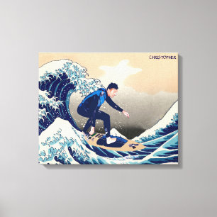 Sonnensurfer auf Hokusai Große Welle Leinwanddruck