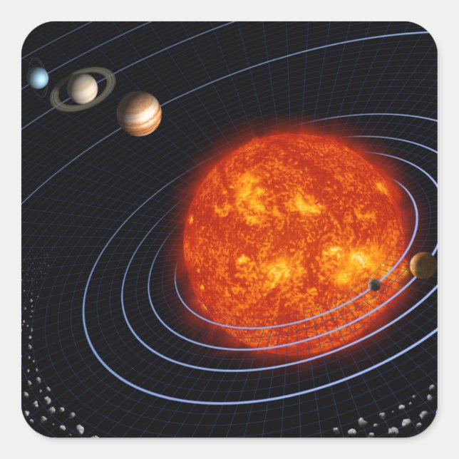Sonnensystem 8 quadratischer aufkleber (Vorderseite)