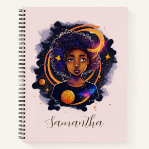 Sonnensystem Afro Woman Notizbuch