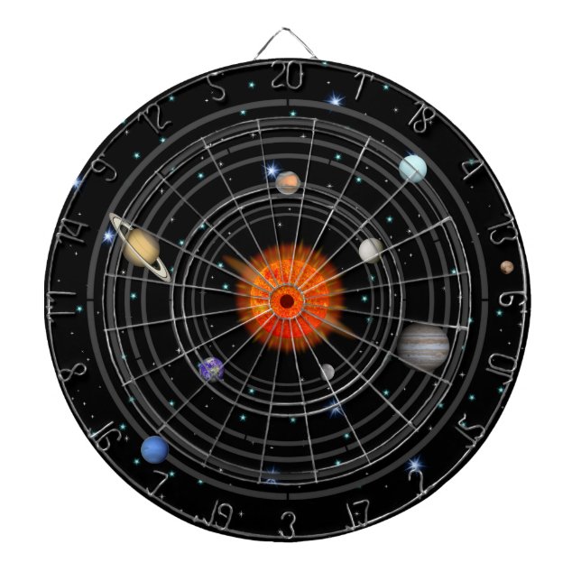 Sonnensystem im Sternenweltraumdartboard Dartscheibe (vorne)