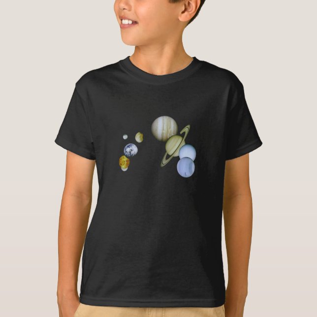 Sonnensystem Kinder Dunkler T - Shirt Weltraumwiss (Vorderseite)