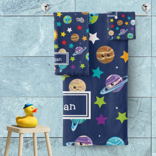 Sonnensystem Muster für Kinderbäder Badhandtuch Set