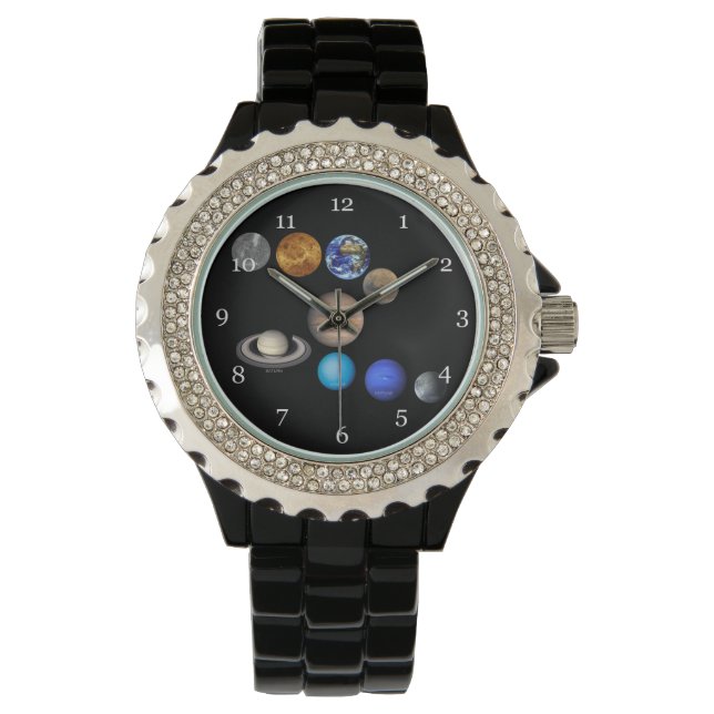 Sonnensystem neun Planeten beobachten. Armbanduhr (Vorderseite)