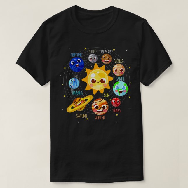 Sonnensystem Planet Raum Pluto Kinder Zukunft Astr T-Shirt (Design vorne)