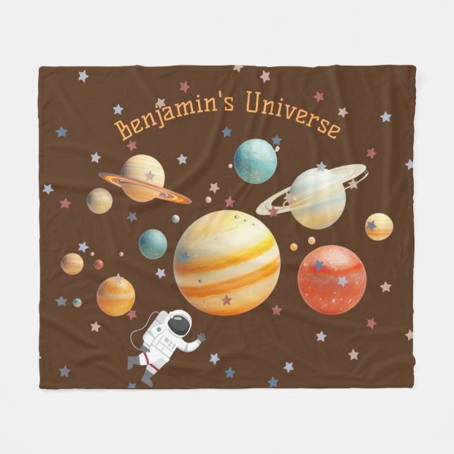 Sonnensystem Planeten Monogramm Farbige Kinder Coo Fleecedecke (Vorderseite (Horizontal))