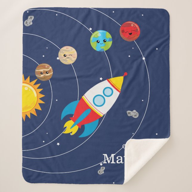 Sonnensystem-Planeten Rocketship Raum-Astronaut Sherpadecke (Vorderseite)