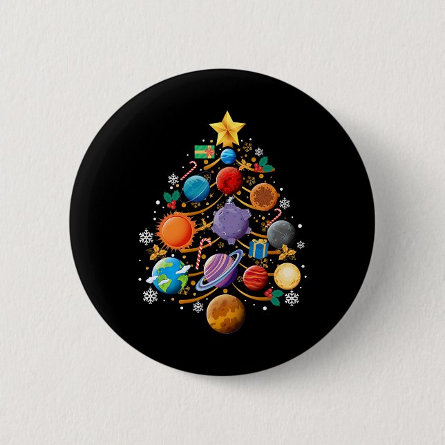 Sonnensystem Planeten Weihnachtsbaum Astronomie Xm Button (Vorderseite)