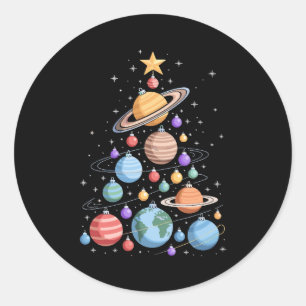 Sonnensystem Planeten Weihnachtsbaum Weltraum Feie Runder Aufkleber